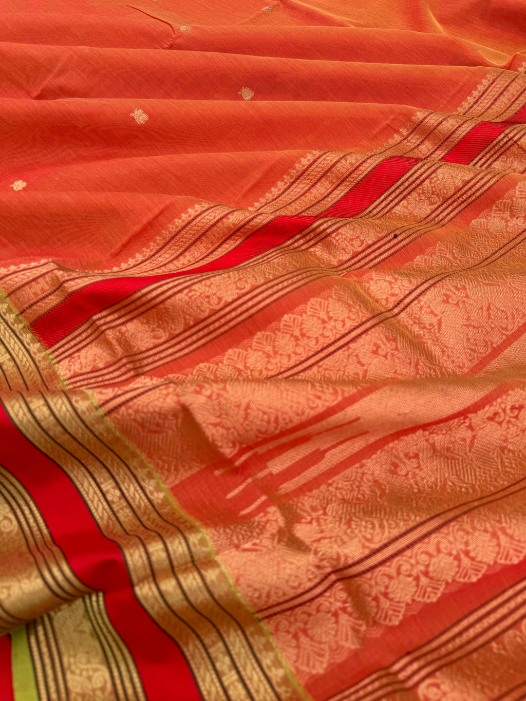 Zari Kissed Silk Cotton - a rustic orange
