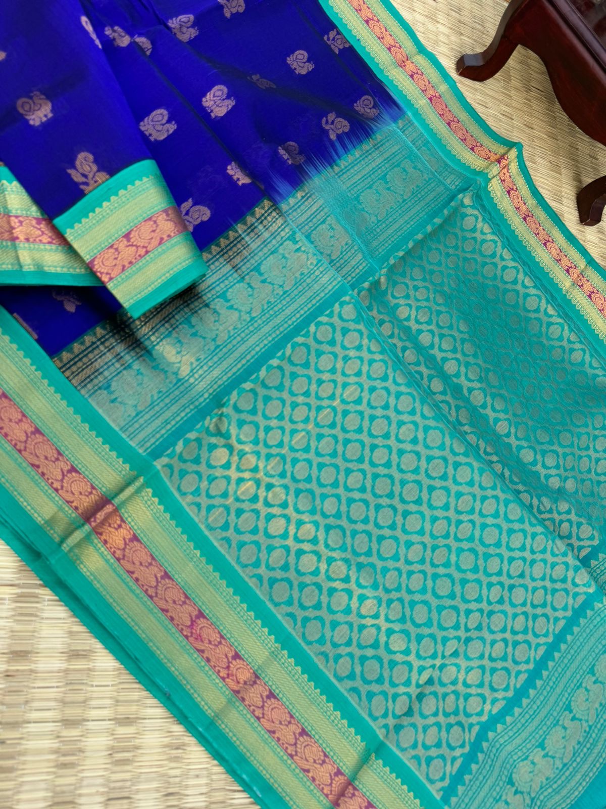 Korvai Silk Cottons - ms blue and teal