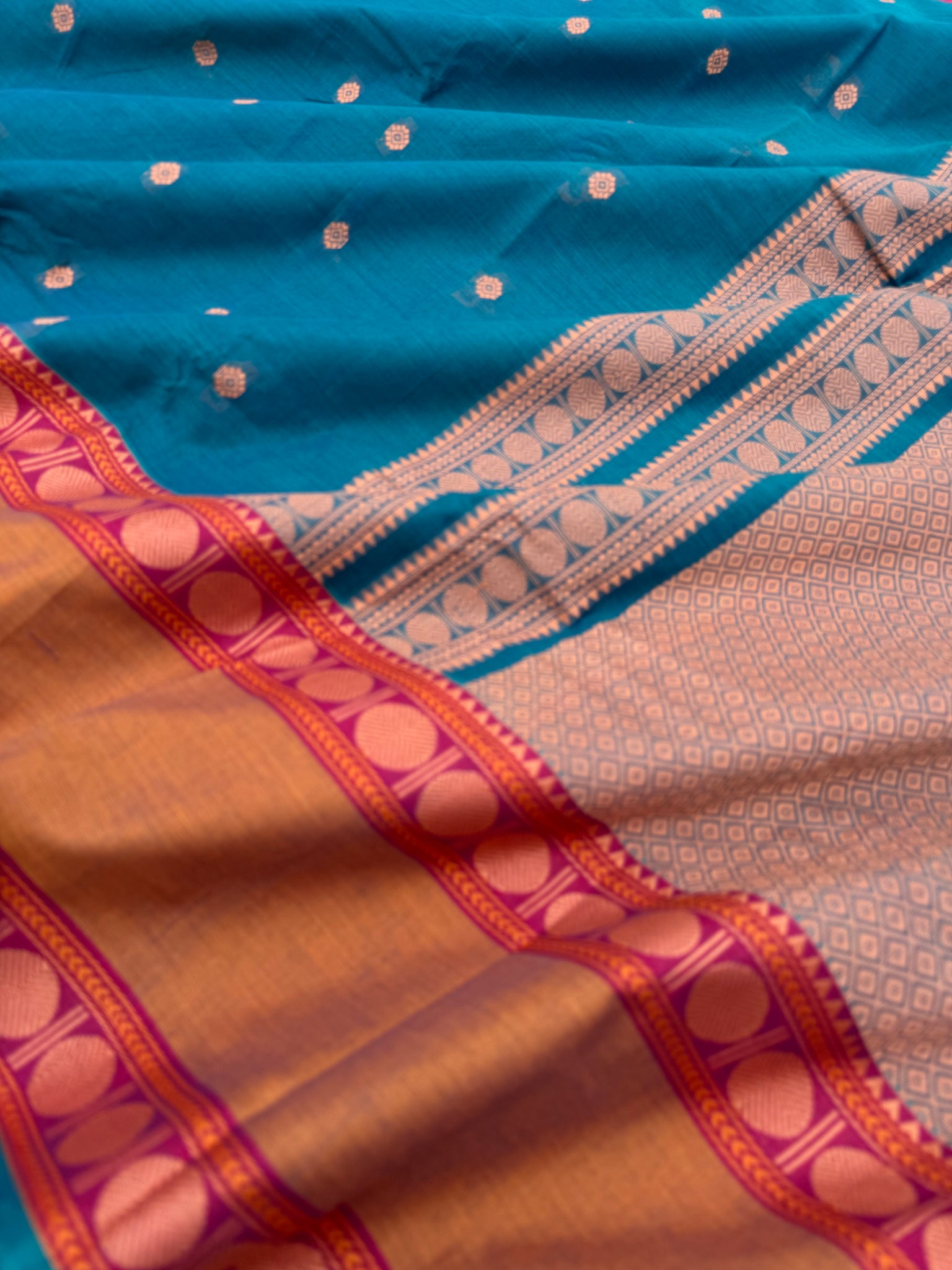 Softer Chettinad -teal blue with retta pett