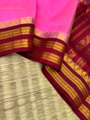 Korvai Silk Cotton - candy pink on deep aaraku