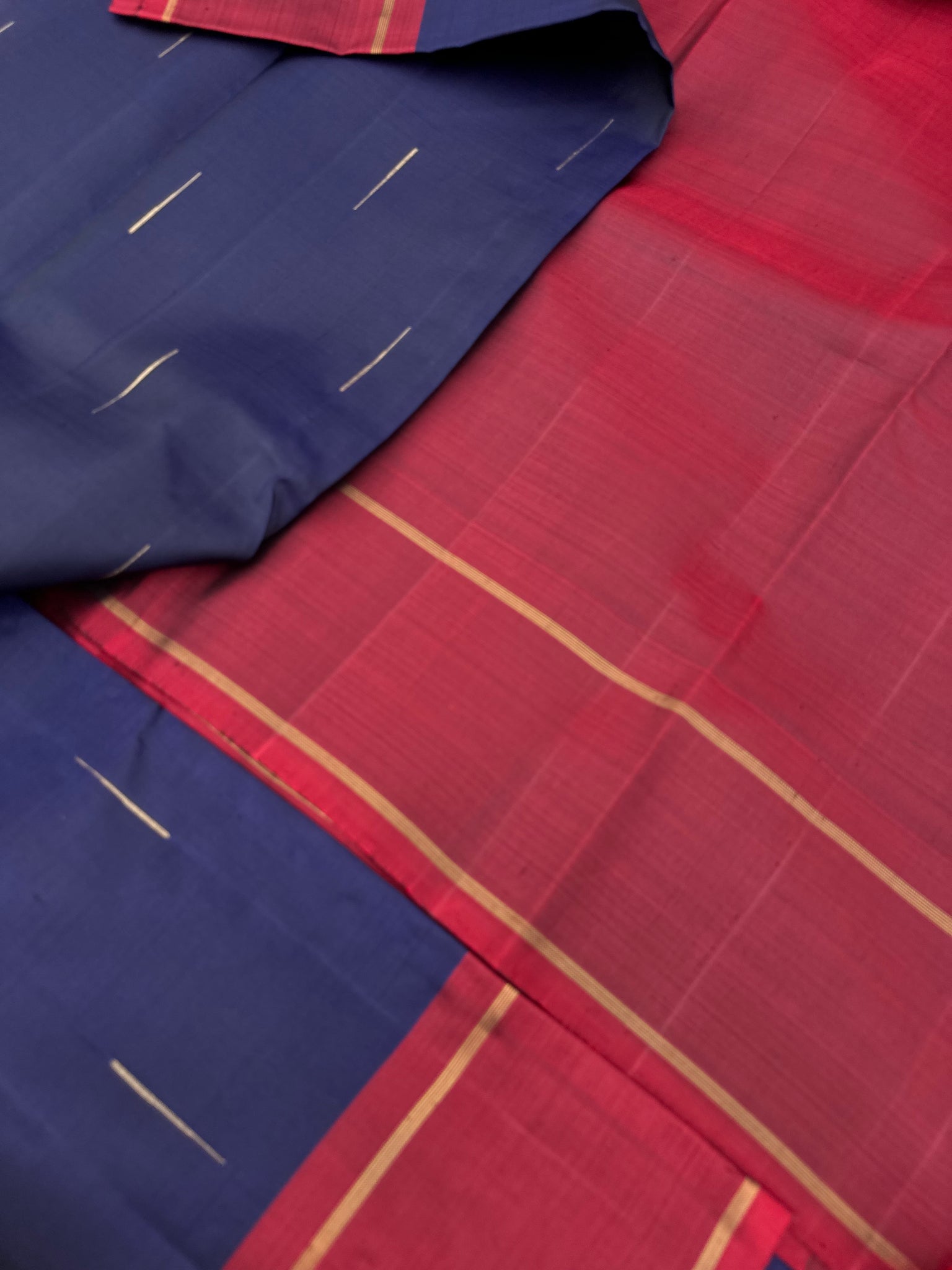 Diwali Edits - Kanchivaram For All Occasions - deep dark navy blue and wine with rain drop woven buttas