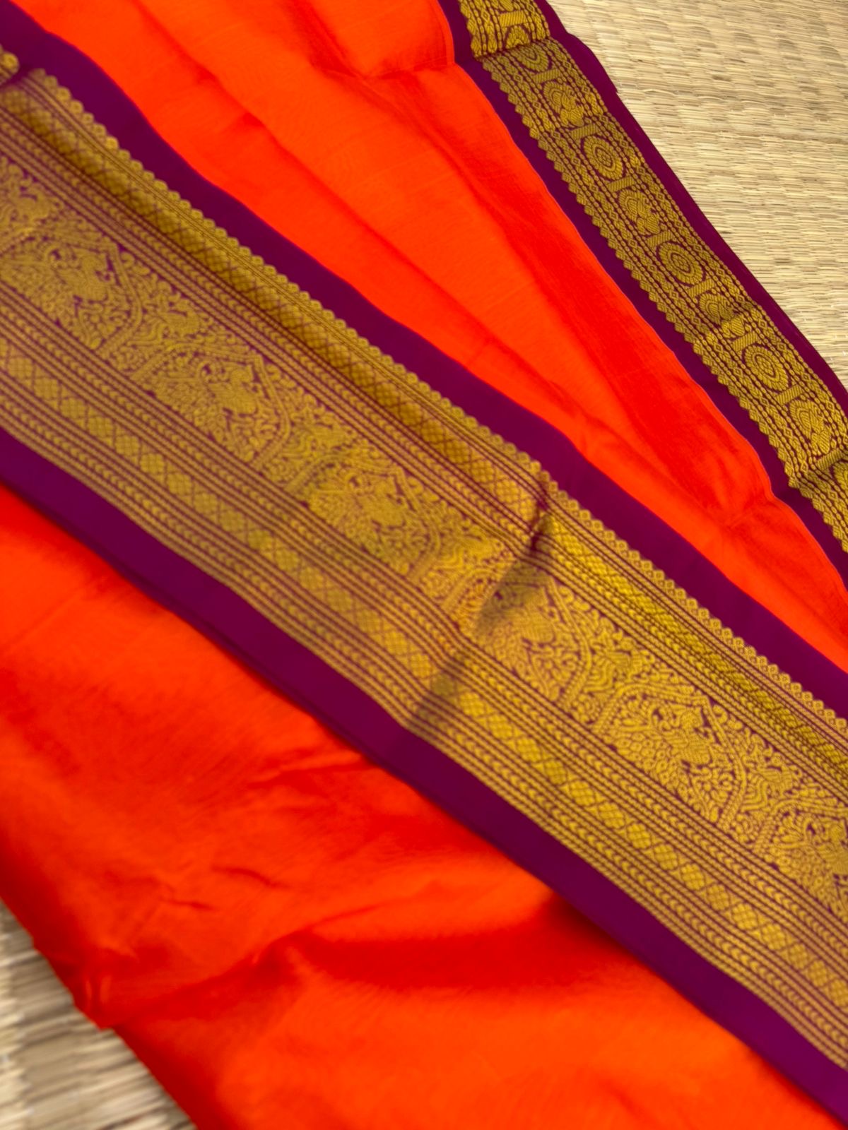Korvai Silk Cottons - orange majentha