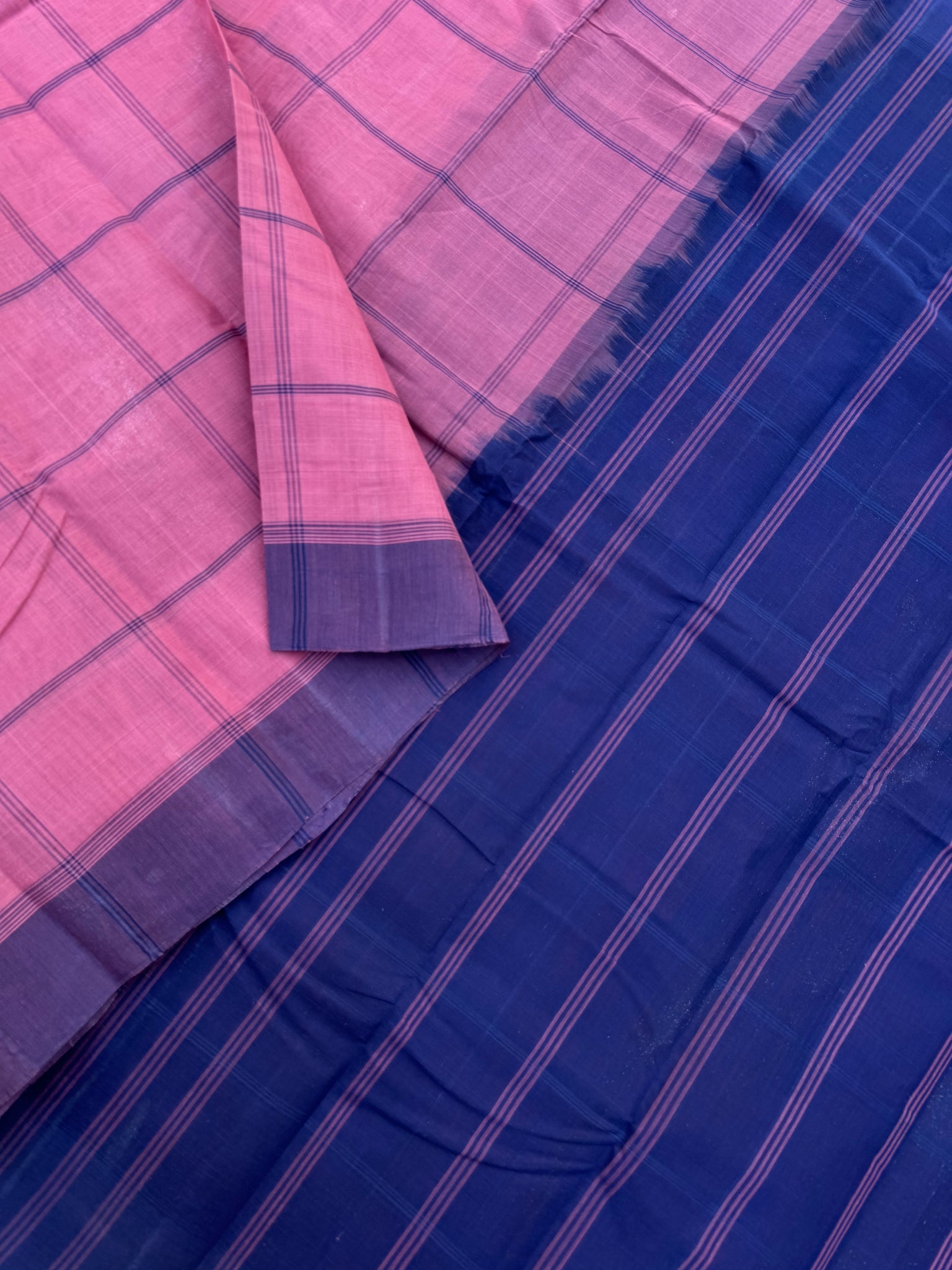 Pragatham - Contrast Play - pale keva pink and navy blue