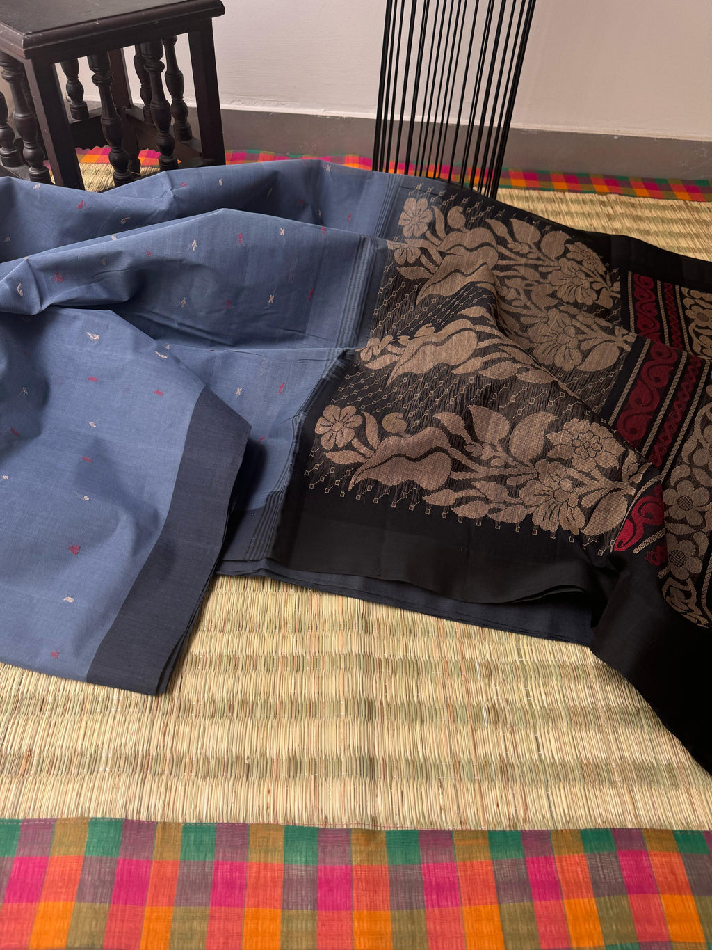 Pragatham - Contrast Play - bluish grey and black