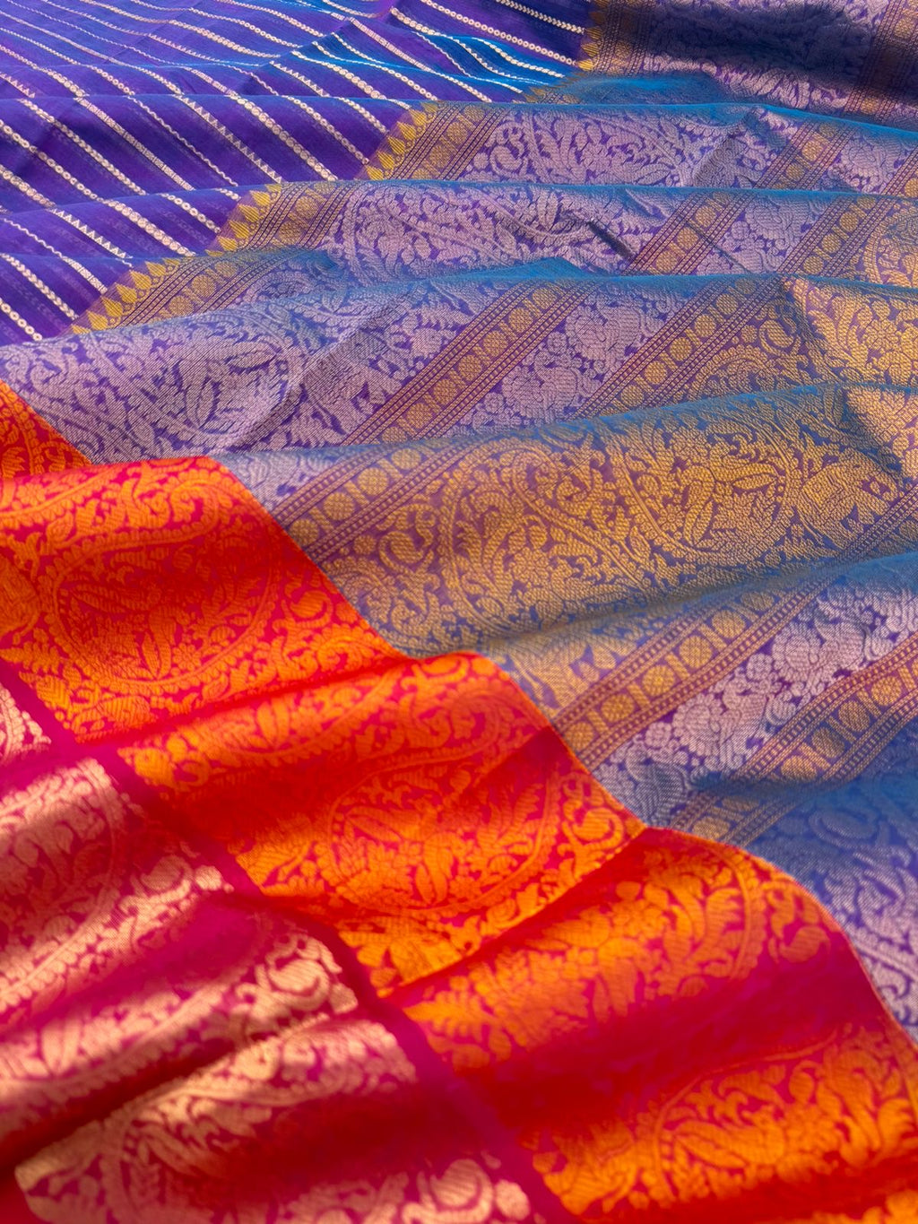 Zari Kissed Silk Cotton - the grandest veldhari with zari and thread woven borders