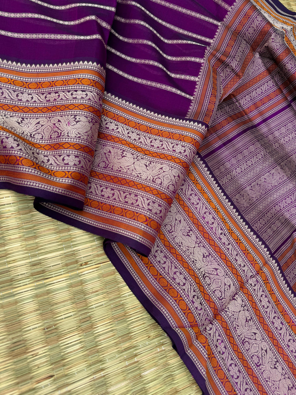 Woven Motifs Silk Cotton - deep purple veldhari