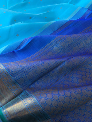 Solid Kanchivarams - the shades of sky blues is gorgeous