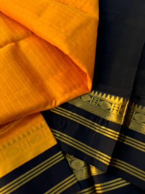 Korvai Silk Cotton - gorgeous golden mustard and black