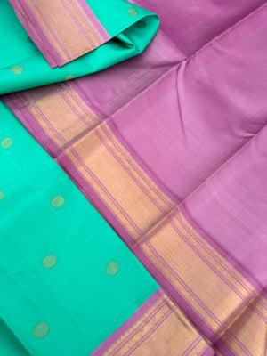Meenakshi - Heirloom Korvai Kanchivarams - a unique tone of pastel aqua and baby pink