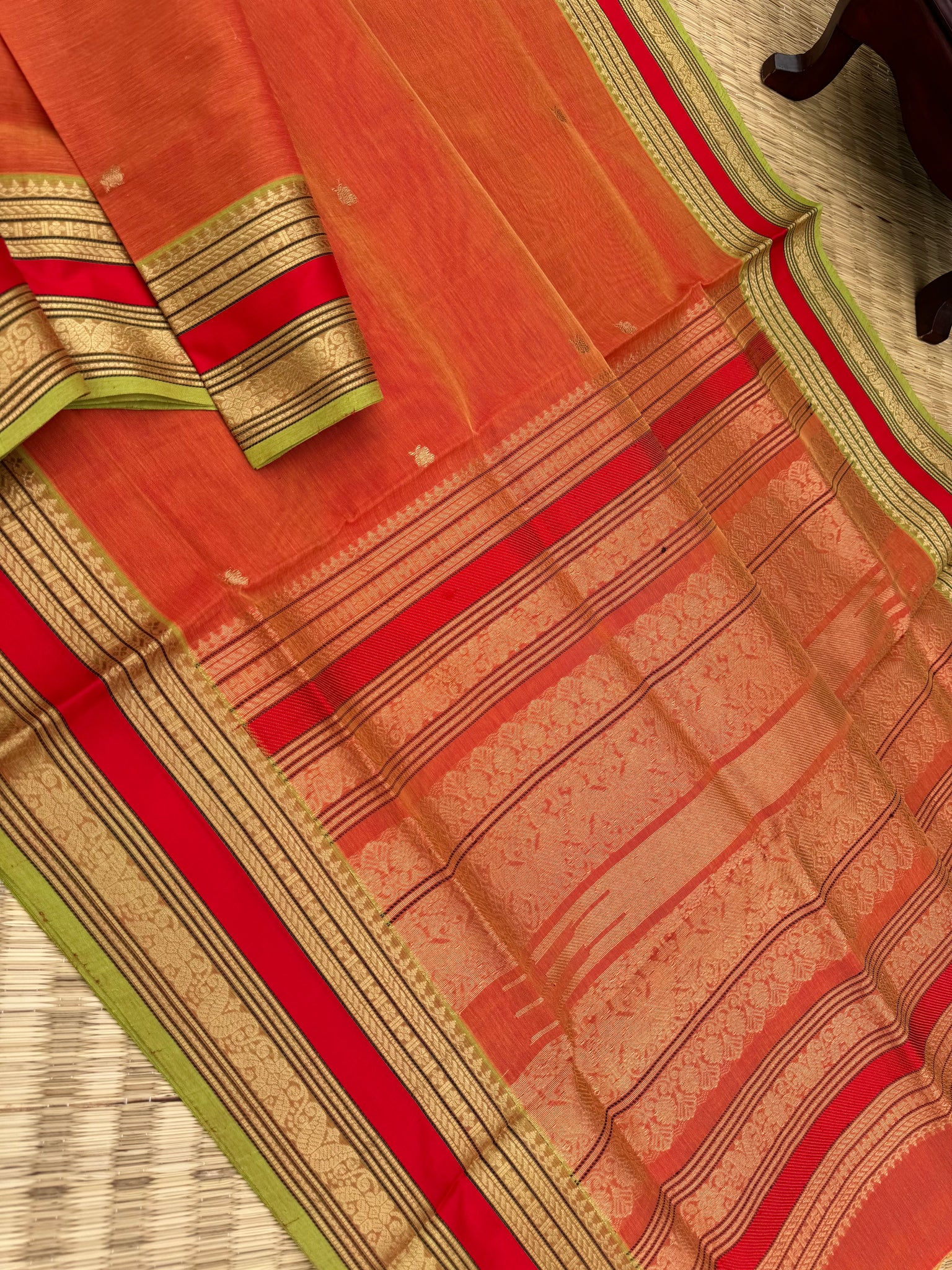 Zari Kissed Silk Cotton - a rustic orange