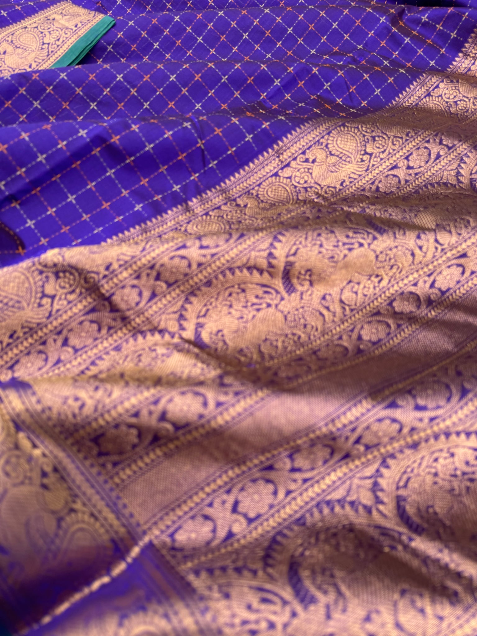 Woven Motifs Silk Cotton - deep violet pluse buttas