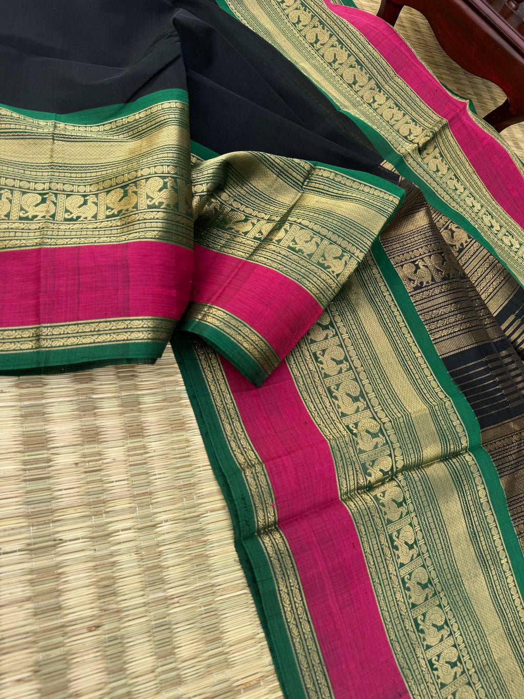 Zari Kissed Silk Cotton - black at the best with grandest borders
