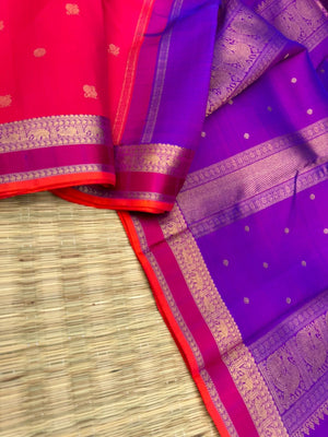 Visalakshi - a stunning pink and violet silk and zari woven borders
