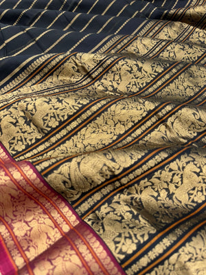 Black Edition of Zari Kissed Silk Cotton - stunning vertical veldhari