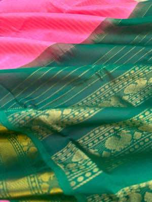 Korvai Silk Cottons - candy pink and green