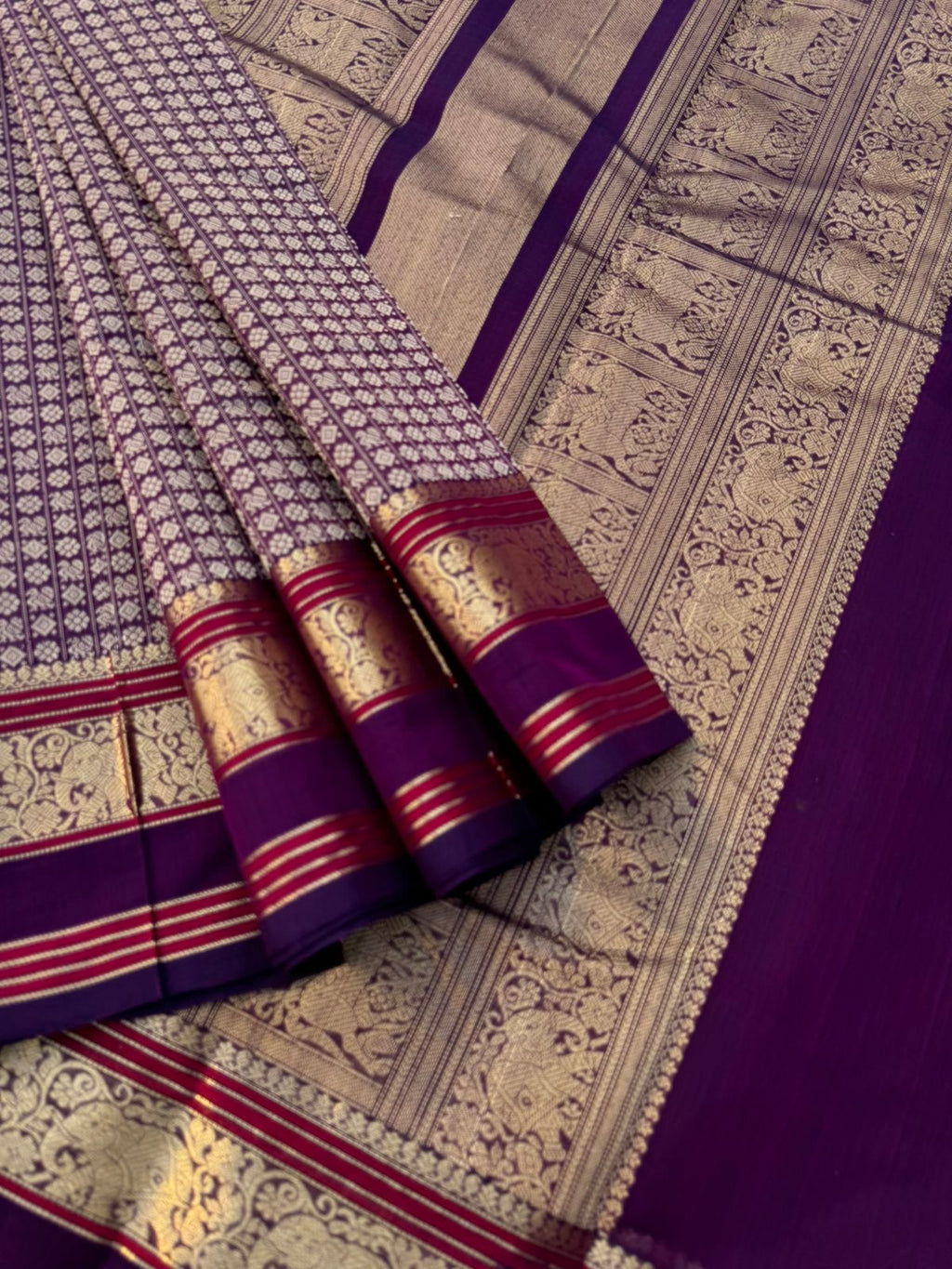 Zari Touched Mangalavastaram - deep purple 20000 woven buttas