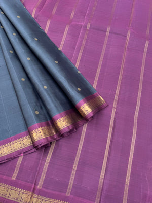 Leela - The bliss of small border Kanchivarams - Simple at the best a deep dark grey