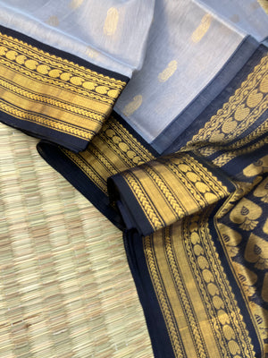 Korvai Silk Cotton - grey and black !