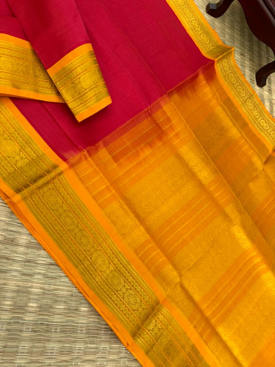 Korvai Silk Cotton - red and orange vairaoosi