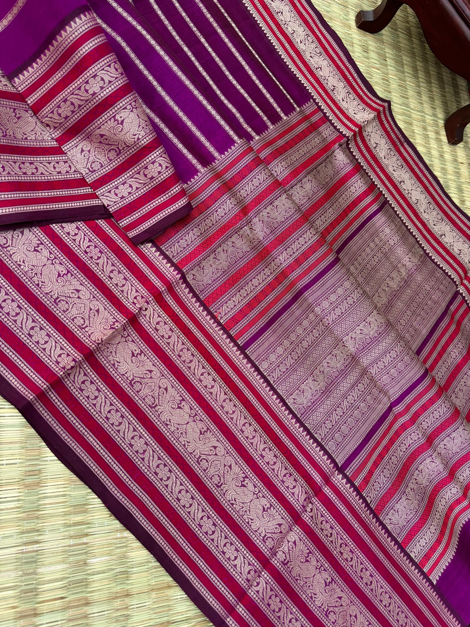 Woven Motifs Silk Cotton - purple veldhari