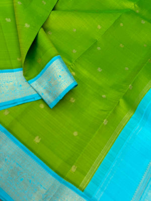 The Korvai Vibes - Authentic Korvai Kanchivaram - most beautiful alli pachai and turquoise blue, what a fresh combination