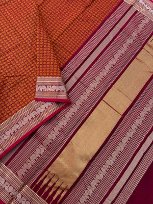 Zari Touched Mangalavastaram - rust and Aaraku 20000 woven buttas