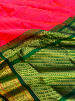 Korvai Silk Cottons - fuchsia pink and green podi kattam
