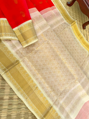 Korvai Silk Cotton - orange short pink and gold ivory