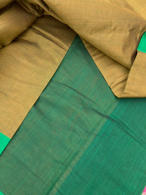 Mangalavastaram - a green on green double weave a rare find and difficult to make