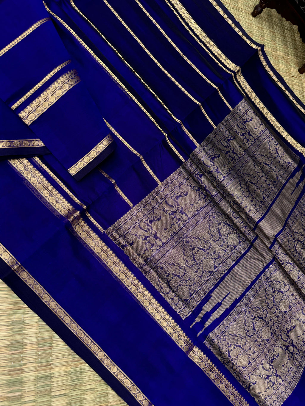 Zari Kissed Silk Cotton - deep ink blue veldhari