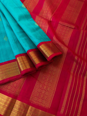 Margazhi Vibrs on Korvai Silk Cotton - teal and red
