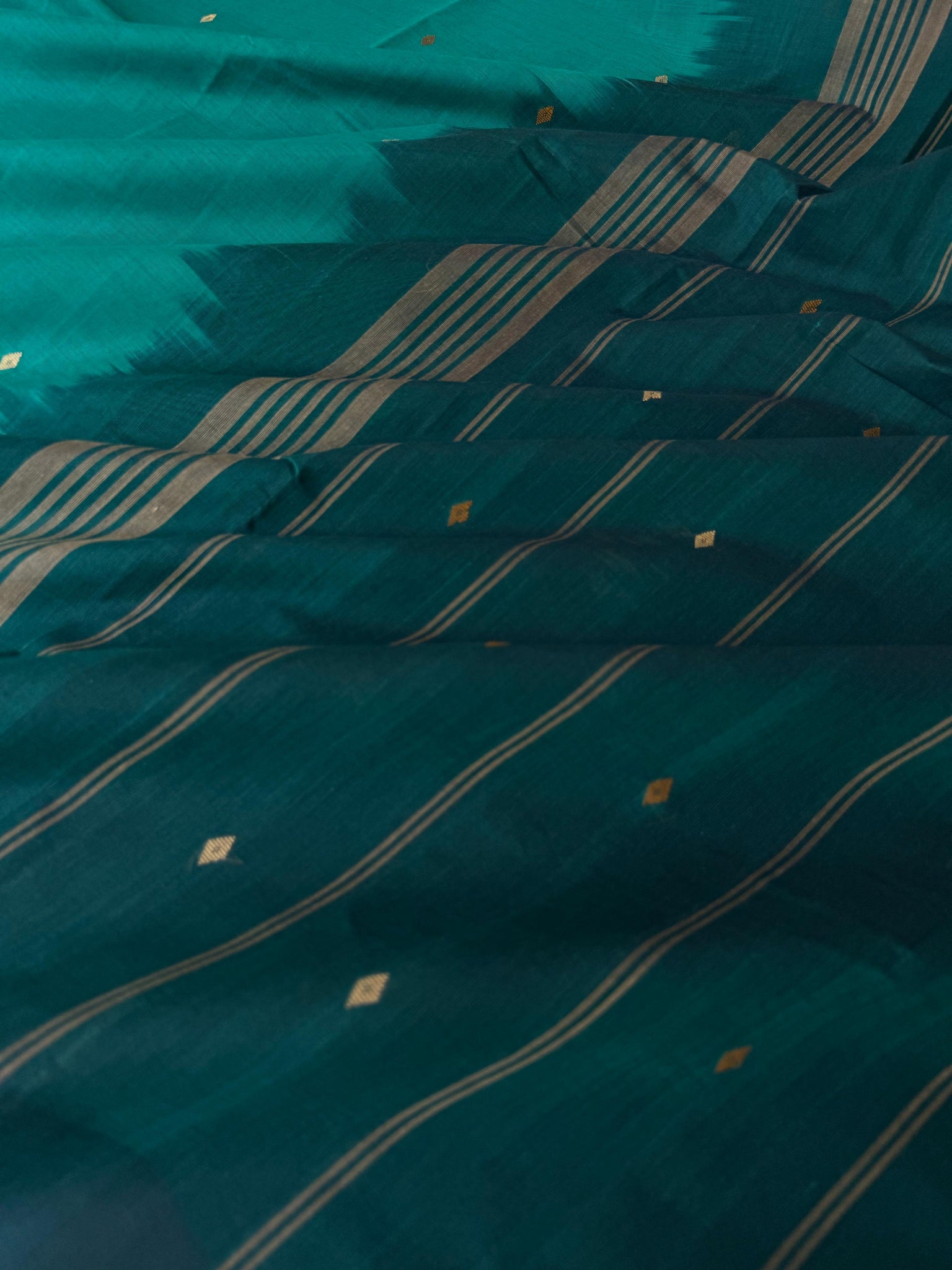 Pragatham - Contrast Play - teal and peacock blue