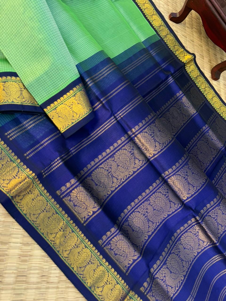 Korvai Silk Cottons - pale dual tone green podi kattam
