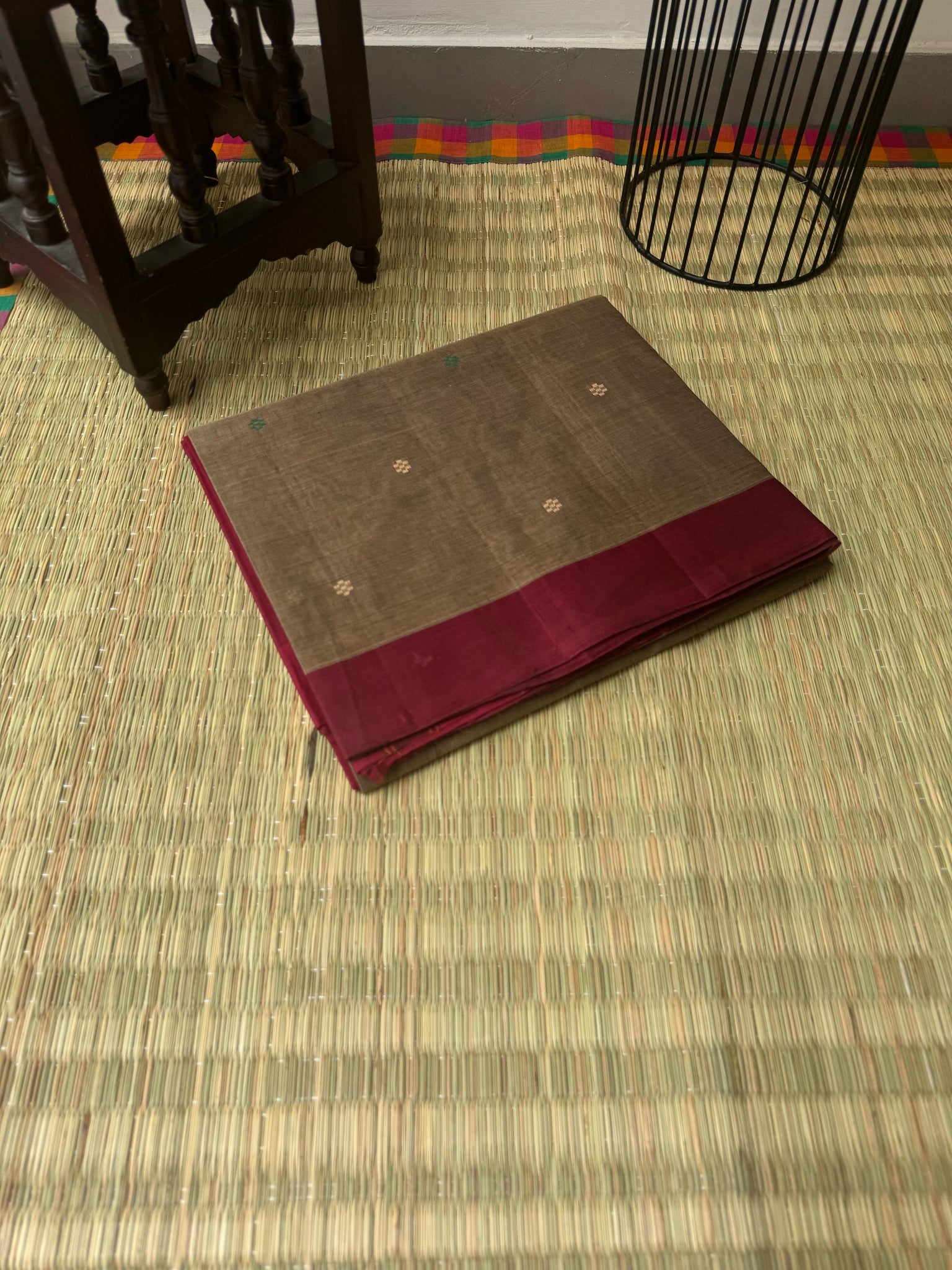 Pragatham - Contrast Play - dusky cookie beige and aaraku