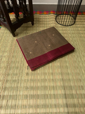 Pragatham - Contrast Play - dusky cookie beige and aaraku
