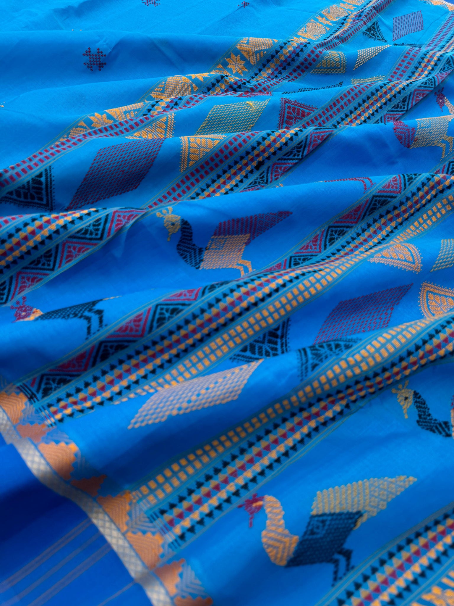 Woven Motifs Silk Cotton -anandha blue bomkai !!