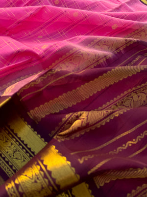 Korvai Silk Cotton - pink and burgundy