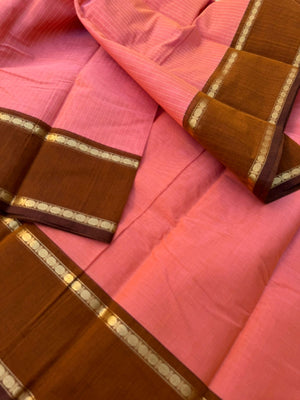 Zari Touched Mangalavastaram - pastel pink and caramel brown