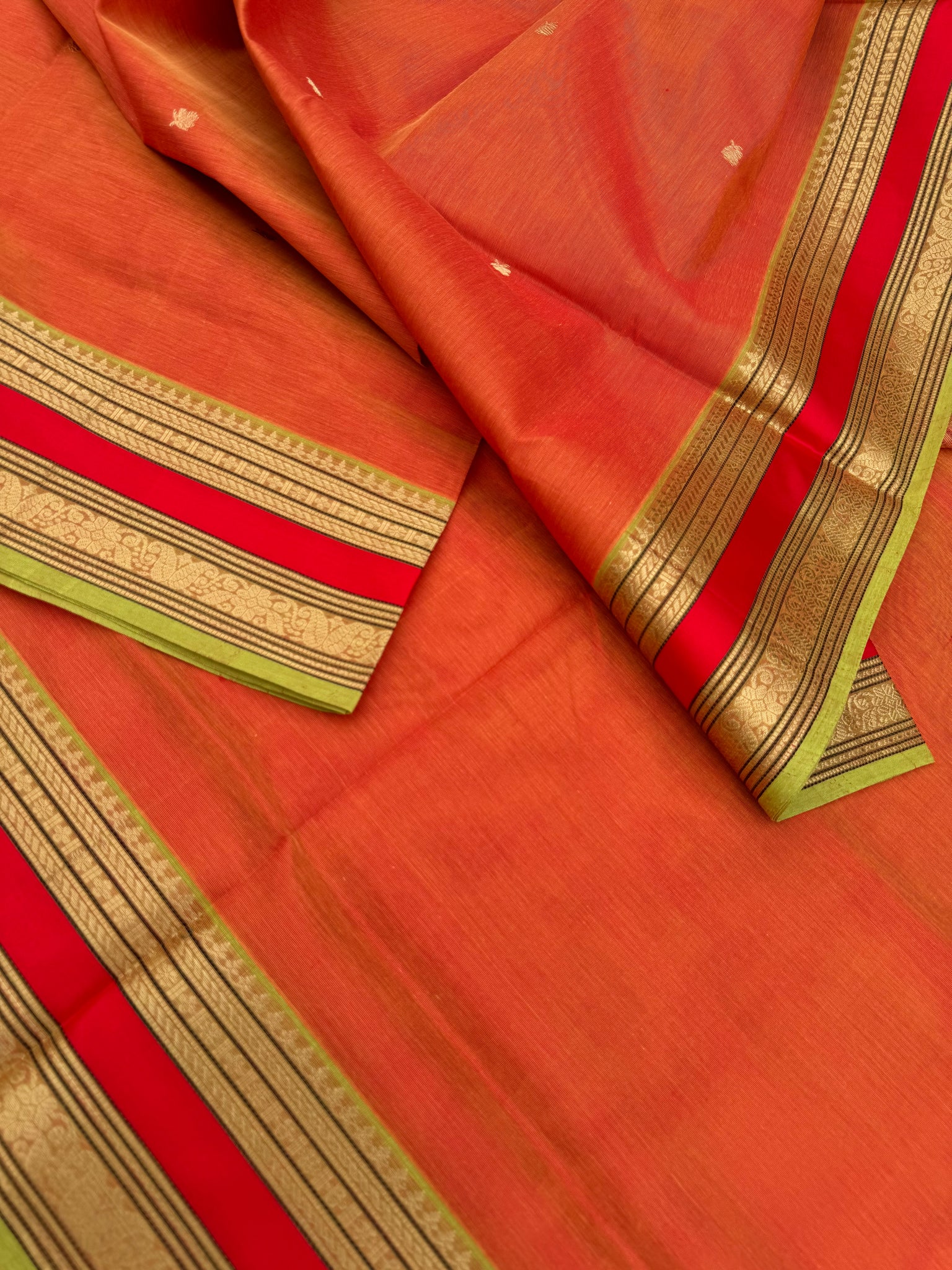 Zari Kissed Silk Cotton - a rustic orange