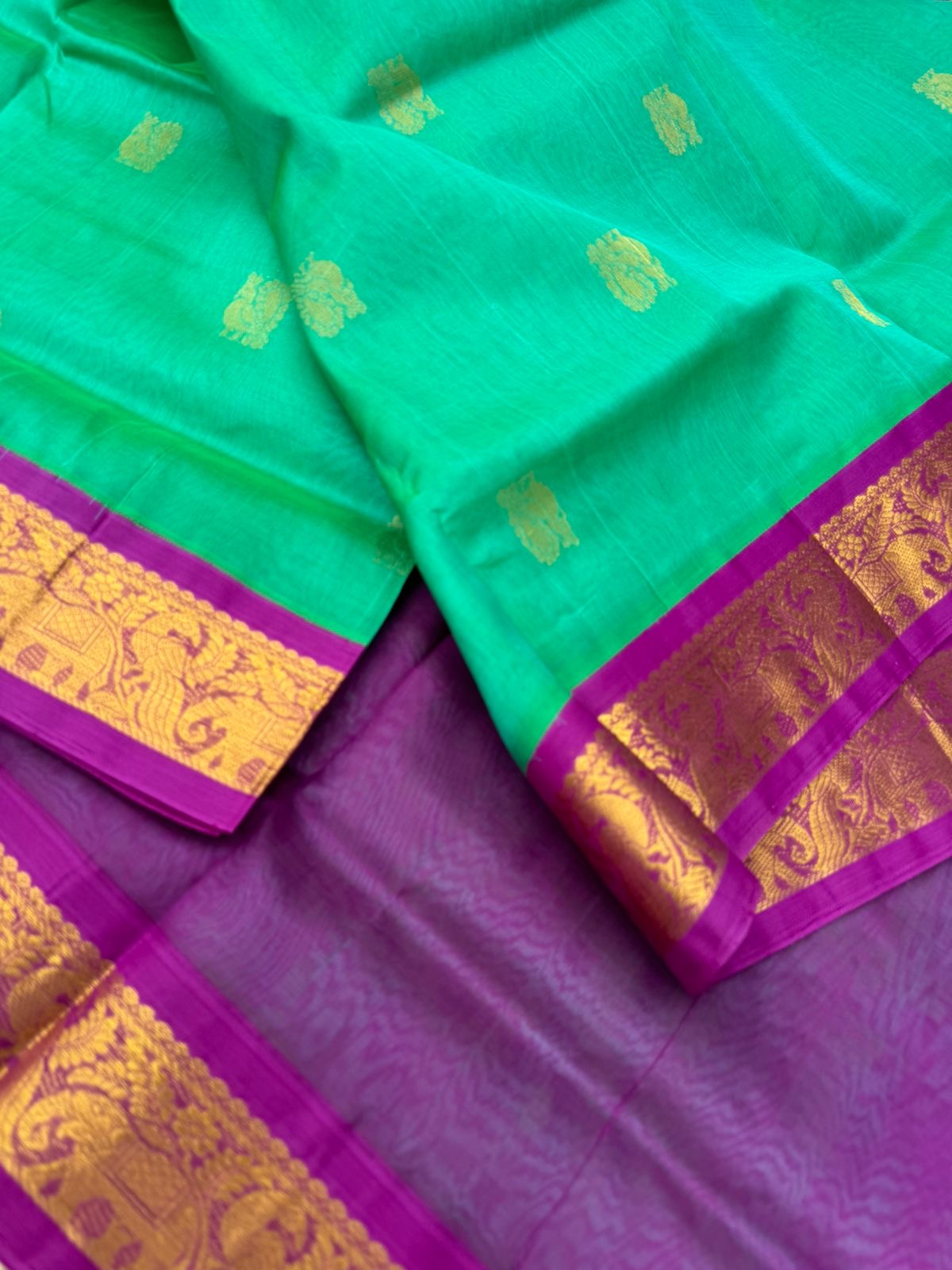 Korvai Silk Cotton - dual tone aqua blue green and violet