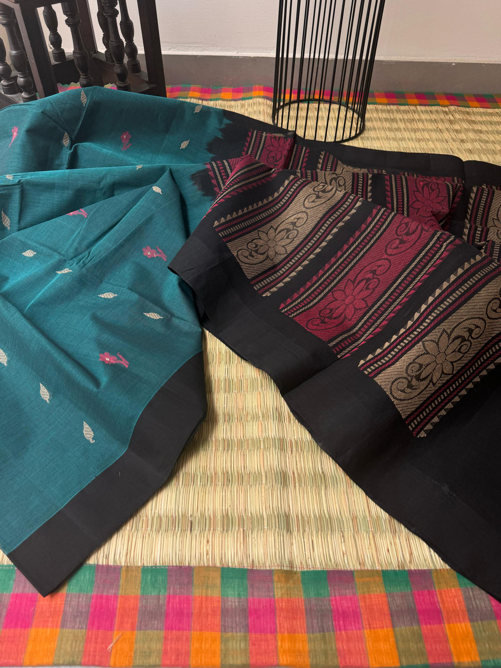 Pragatham - Contrast Play - burnt blue and black