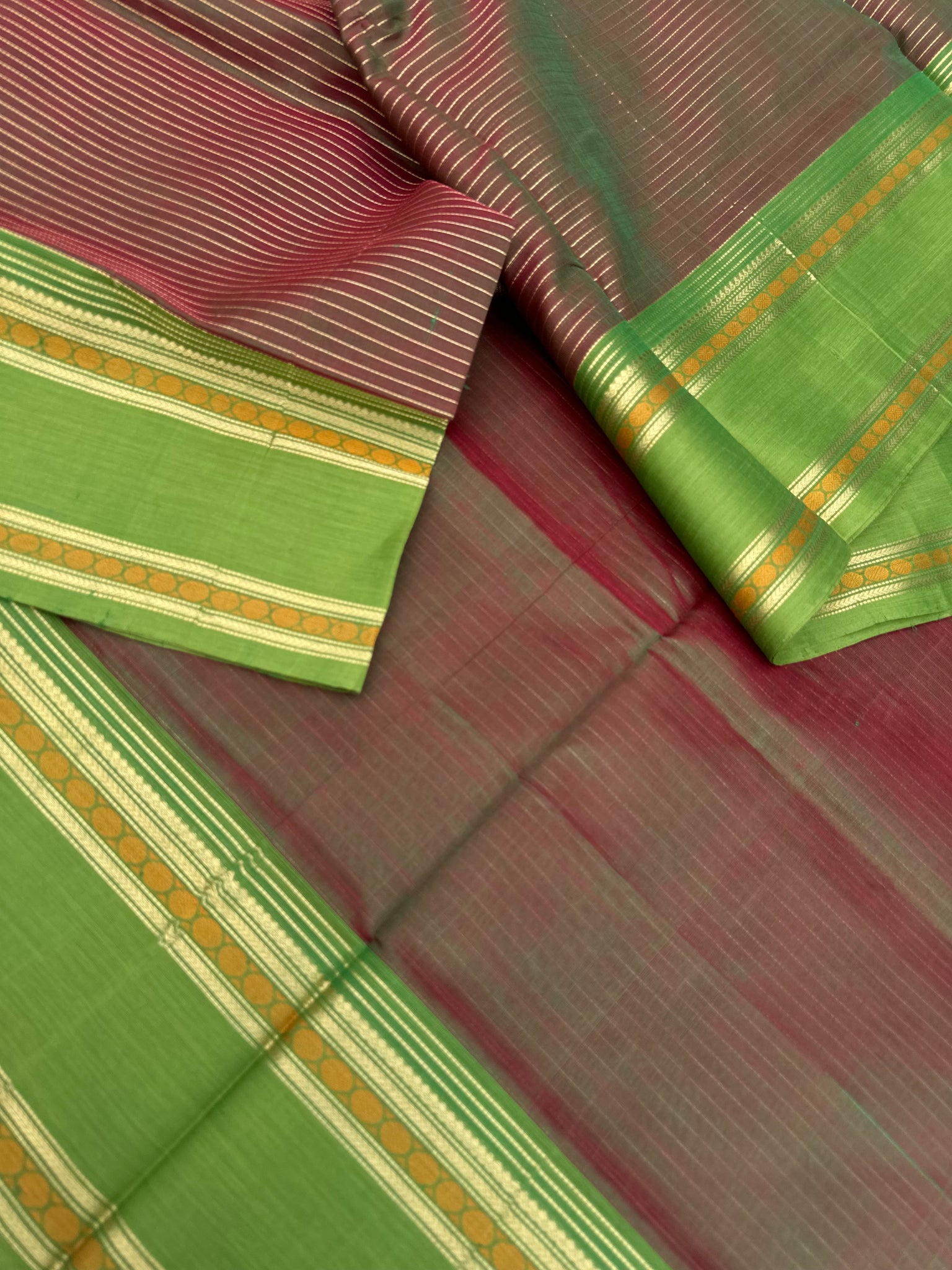 Zari Kissed Silk Cotton - maanthulir on green with vairaoosi woven body