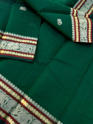 Zari Touched Mangalavastaram - deep Meenakshi green