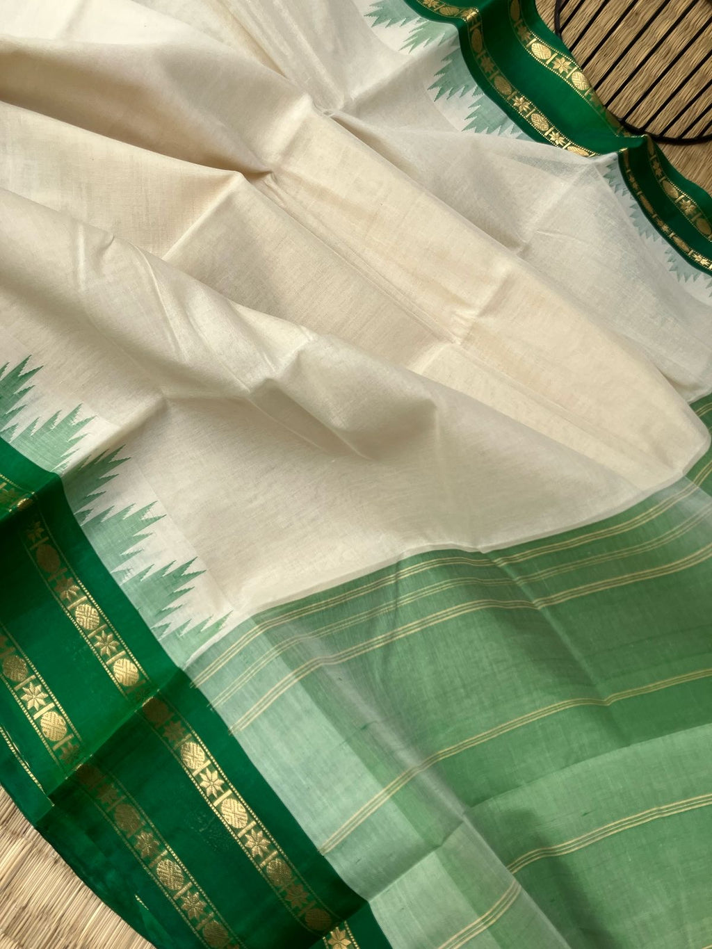 Cotton Body Silk Borders - bottle green silk borders