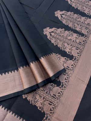 Mangalavastaram - black goopuram vanasingaram pallu with lakshadeepam woven blouse