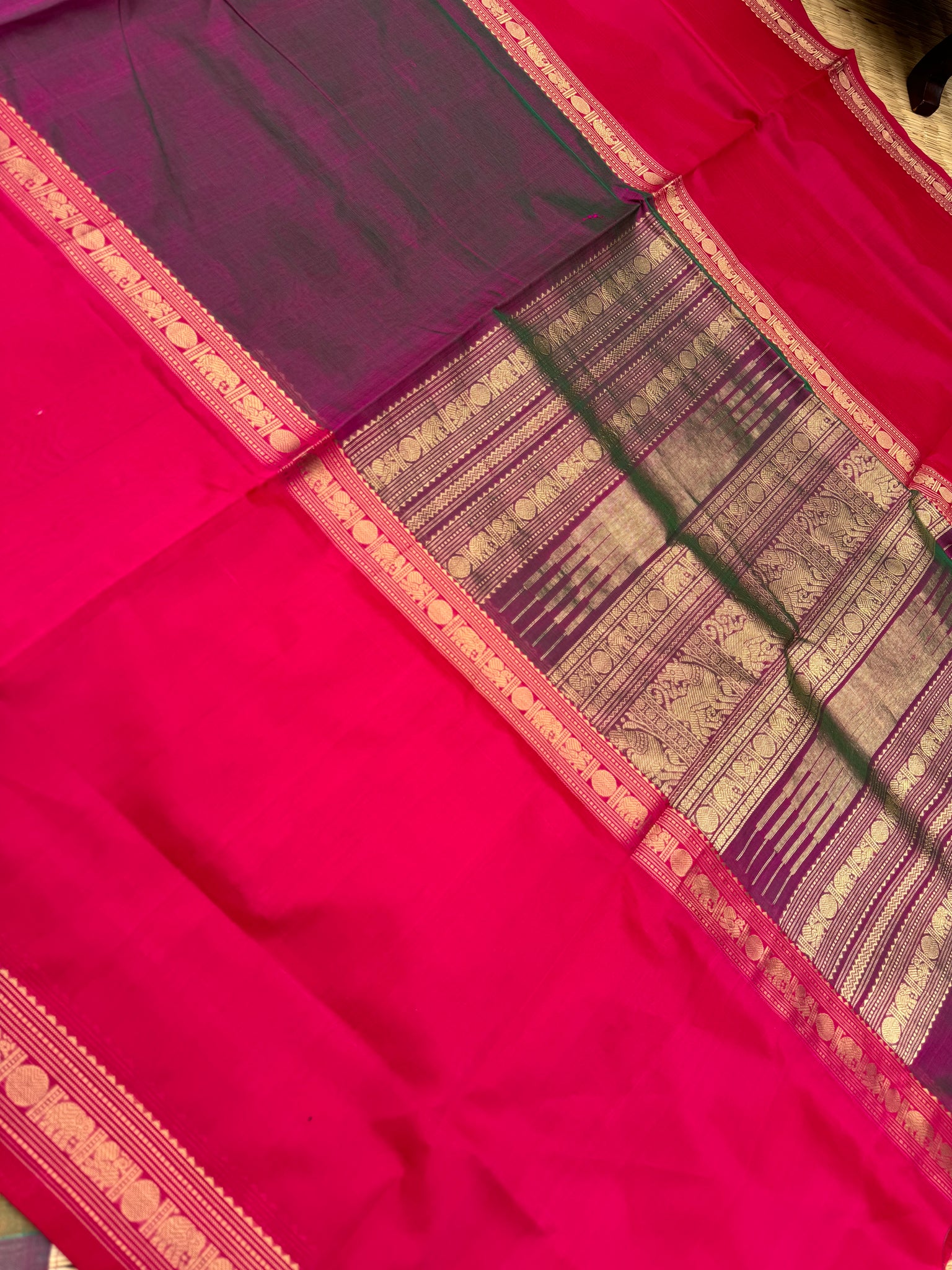 Zari Kissed Silk Cotton - a classy mubbagam !! Mubbagam mean three equal parts