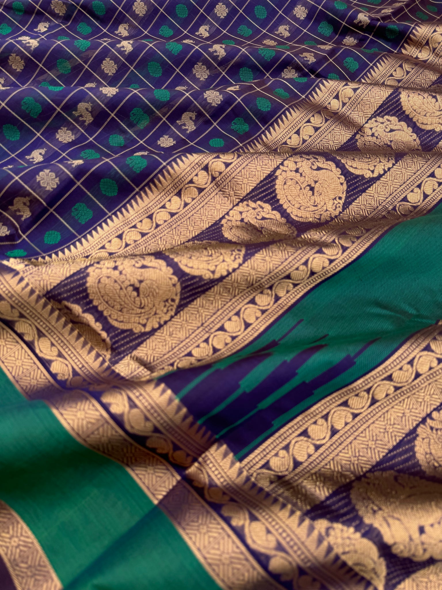 Woven Motifs Silk Cotton - deep navy blue 1000 buttas