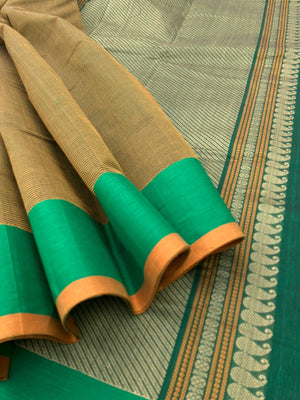 Mangalavastaram - a green on green double weave a rare find and difficult to make