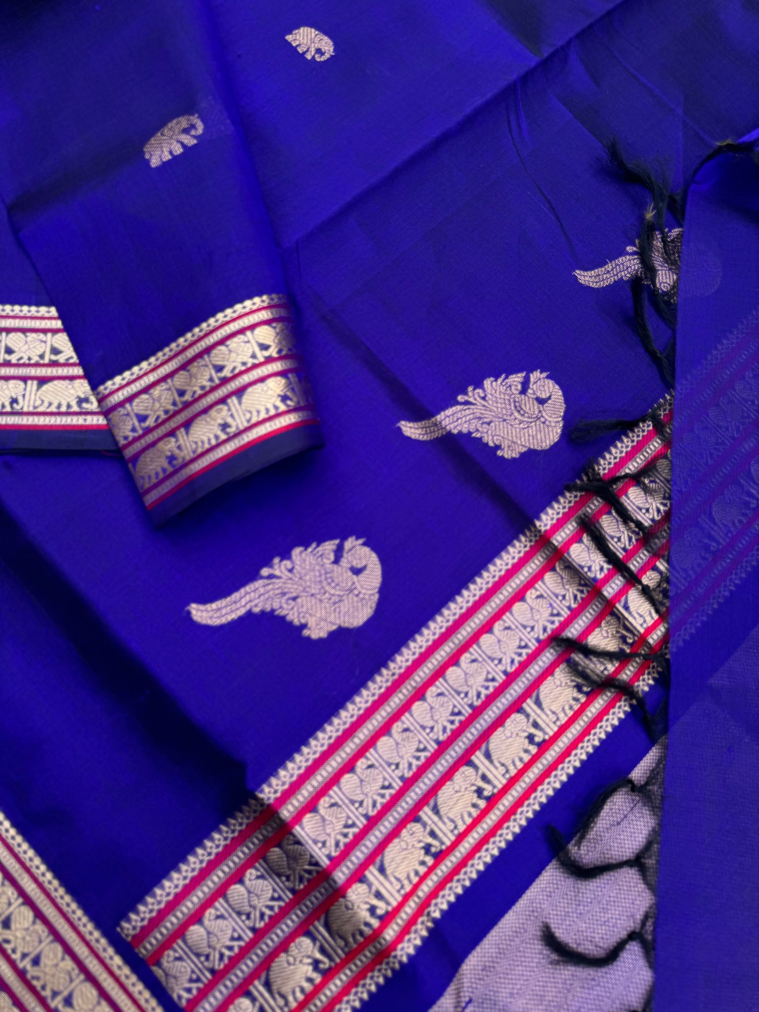 Silk Cotton Festival - Zari Kissed Silk Cotton - deep ink blue violet –  Chettinad Handloom
