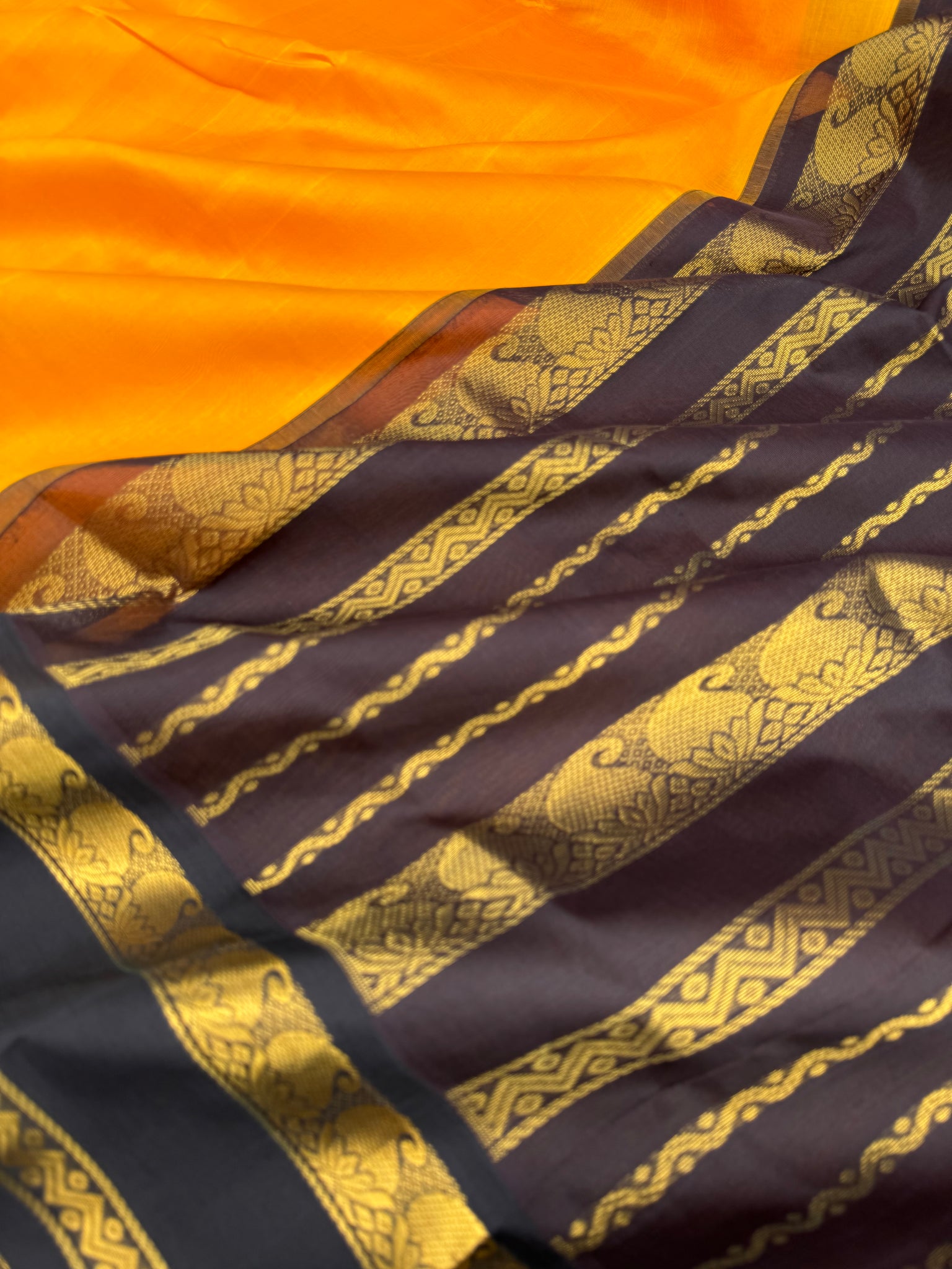 Korvai Silk Cottons - mustard and black